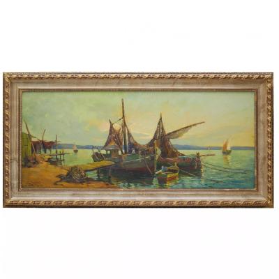 Georgy Alexandrovich Lapshin 1885 1950 Fishing Boats France 1930s